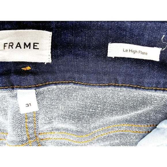 Frame Size 31X33 Womens Le High Flare 5 Pocket Embroidered Logo Blue Denim Jeans - Picture 5 of 12